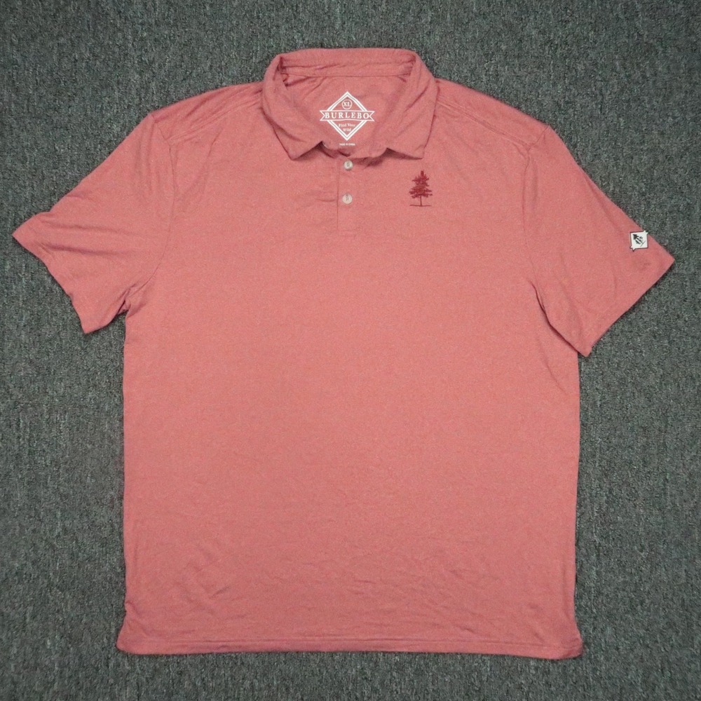 Burlebo Shirt Mens XL Red Polo Short Sleeve Performance Stretch Tree Logo
